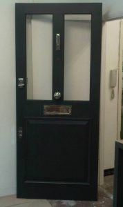 A panelled entrance door